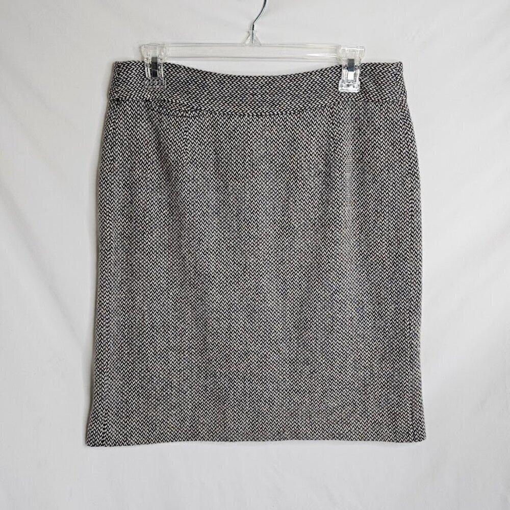 J. CREW Wool Tweed Skirt size 8 GRAY & BROWN Pencil Academia Preppy School Twee - Picture 3 of 7